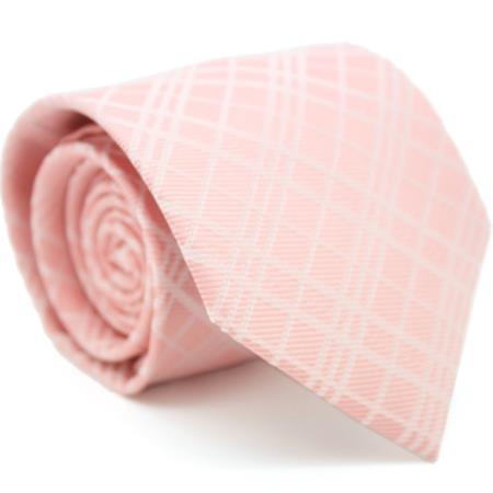 Mensusa Products Slim Peach Pink Gentlemans Necktie with Matching Handkerchief Tie Set