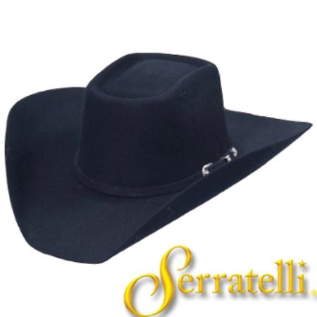 Mensusa Products Serratelli Hat Company_3x Western Felt Cowboy Hat Black