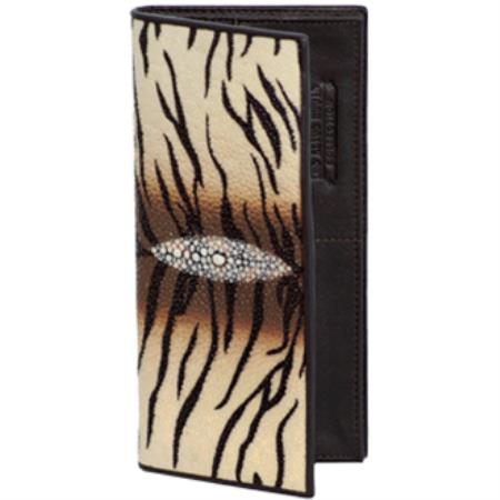 Mensusa Products Wild West Boots Check book Tiger Design Genuine Exotic Stingray Single Stone