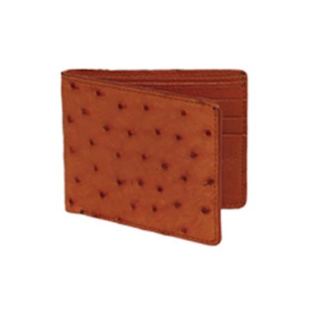 Mensusa Products Wild West Boots Wallet Cognac Genuine Exotic Ostrich Leg