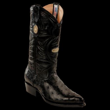 Mensusa Products White Diamonds BootsMen's Ostrich JToe Cowboy Boots Black