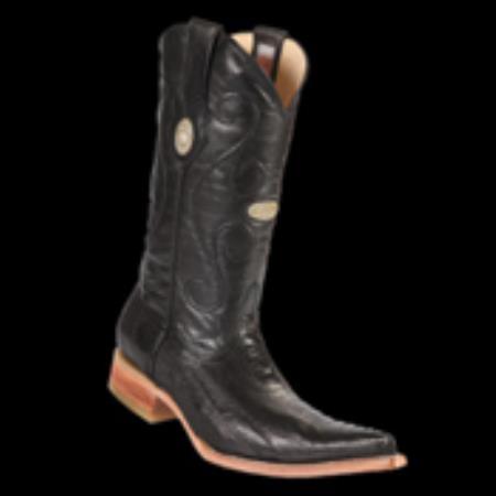 Mensusa Products White Diamonds BootsMen's Ostrich Leg Black 3xToe Cowboy Boots