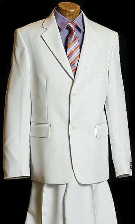 Mensusa Products Boy's White 2 Button Designer Suit