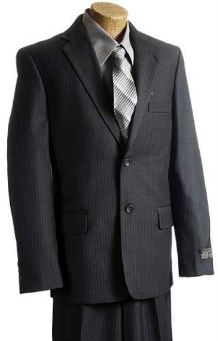 Mensusa Products Boys Charcoal Pinstripe 2 Button Italian Design Suit