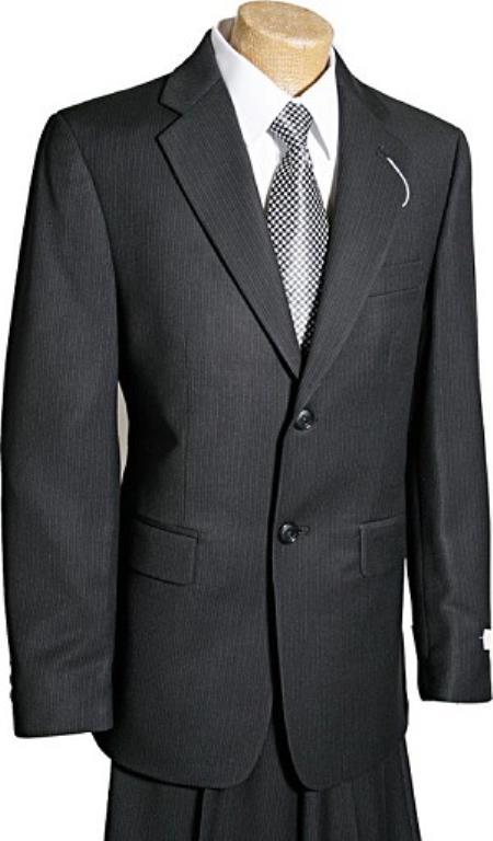 Mensusa Products 2 Button Black Pinstripe Boy Designer Suit