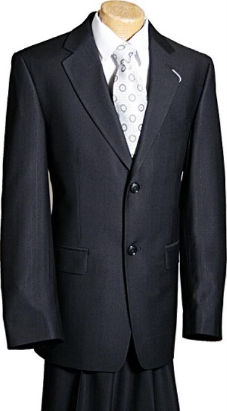 Mensusa Products 2 Button Black 'Ultra Thin Pinstripe' Boys Designer Suit