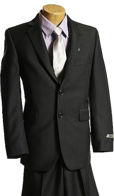 Mensusa Products 2 Button Black Tone/Tone Super Wool Boy Suit
