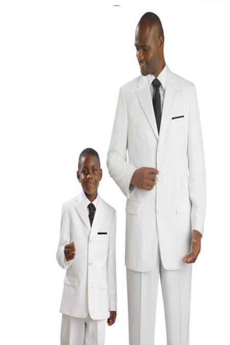 Mensusa Products Matching Father & Son Boys and Mens Suit & Tuxedo White