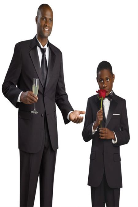 Mensusa Products Matching Father & Son Boys and Mens Suit & Tuxedo Black