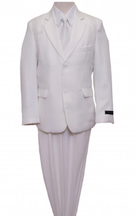 Mensusa Products 2 Button Front Closure Boys Suit White