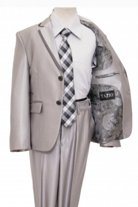 Mensusa Products 2 Button Front Closure Boys Suit Brown