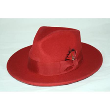 Mensusa Products Mens Red Fedora Hat