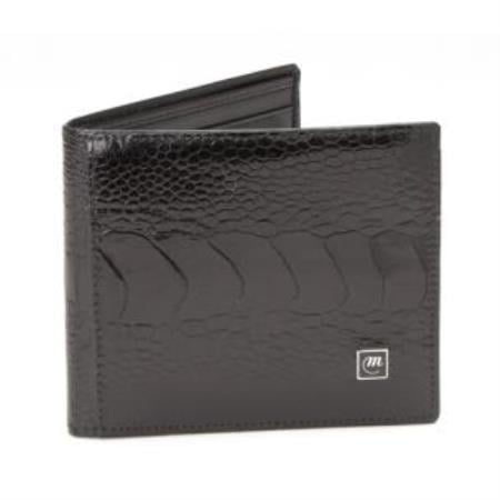 Mensusa Products Made In Italy Designer Mauri Ostrich Leg Wallet Black