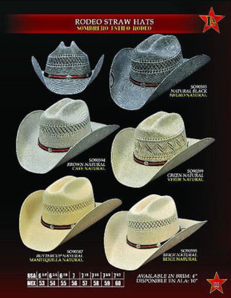 Mensusa Products Cowboy Western Rodeo Straw Hat By Los Altos Multi-color
