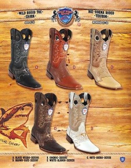 Mensusa Products Rodeo Toe Genuine Shark Cowboy Western Boots Multi-color