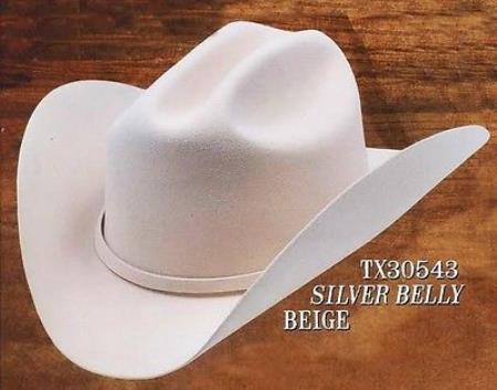 Mensusa Products Cowboy Western Hat Cali (Marlboro) Style 6X Felt Hats Silver Belly BY Los Altos