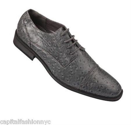 Mensusa Products Mens Fashion Dress Shoes Oxford Ostrich Embossed Faux Leather Gray And Brown