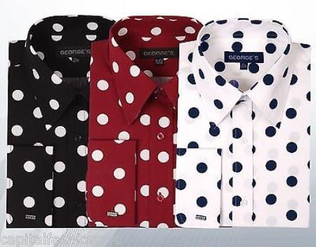 Mensusa Products Men's 100% Cotton Dress Shirt Polka Dot Pattern Formal Or Casual Multi-color