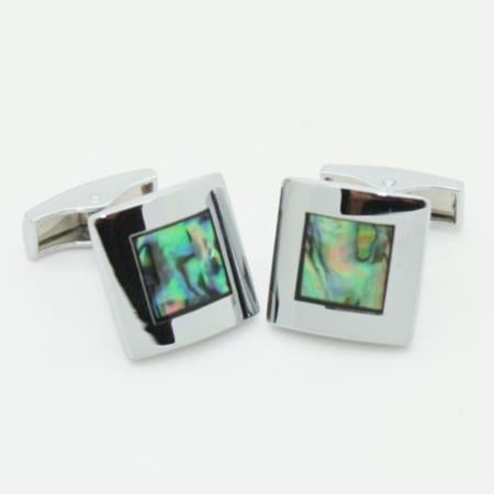 Mensusa Products Stainless Steel Abalone Style Cufflinks Set Vintage Green