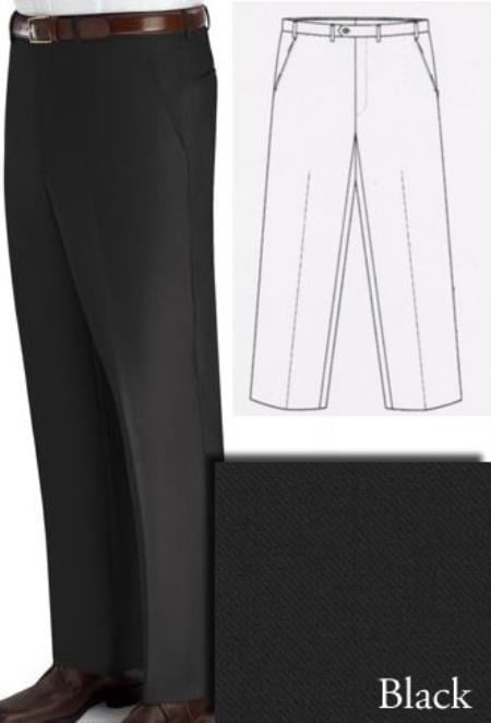 Mensusa Products Chiari Super 120's Real Italian Wool Lining To The Knee Origin Made In Biella, Italy Front Dress Slacks Black