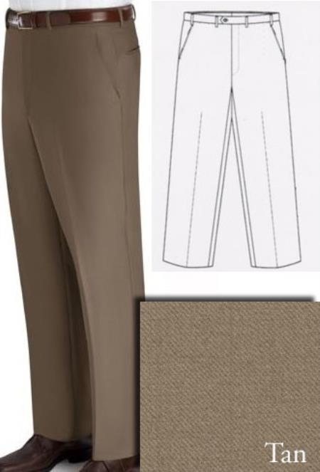Mensusa Products Chiari Super 120's Real Italian Wool Lining To The Knee Origin Made In Biella,Italy Front Dress Slacks Tan