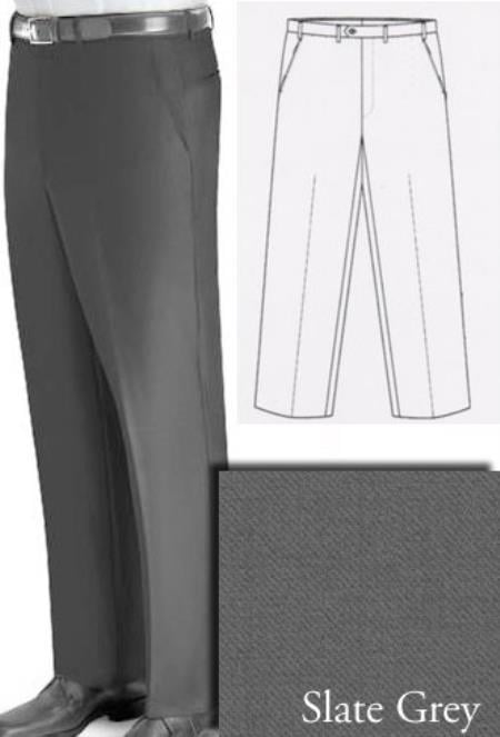 Mensusa Products Chiari Super 120's Real Italian Wool Lining To The Knee Origin Made In Biella,Italy Front Dress Slacks Slate Grey