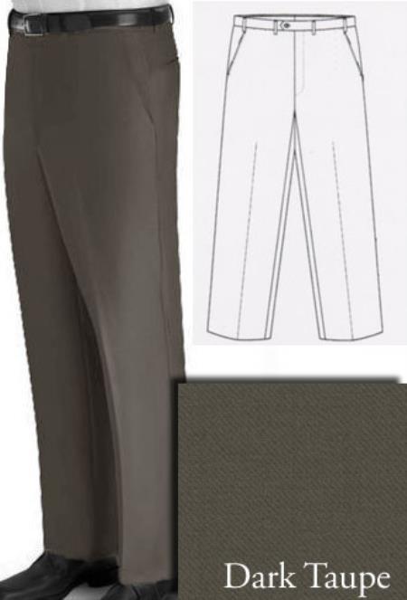 Mensusa Products Chiari Super 120's Real Italian Wool Lining To The Knee Origin Made In Biella, Italy Front Dress Slacks Dark Taupe
