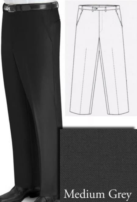 Mensusa Products Chiari Super 120's Real Italian Wool Lining To The Knee Origin Made In Biella, Italy Front Dress Slacks Medium Grey
