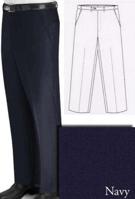 Mensusa Products Chiari Super 120's Real Italian Wool Lining To The Knee Origin Made In Biella, Italy Front Dress Slacks Navy