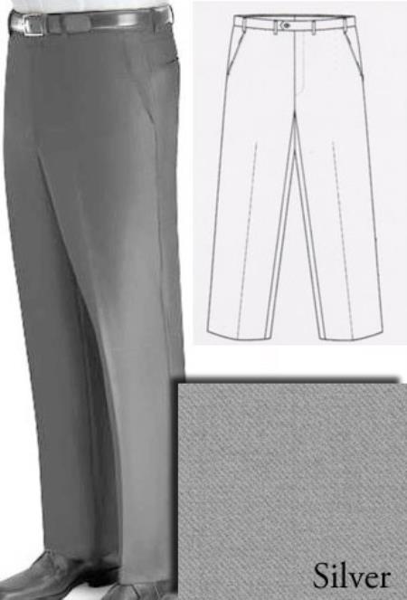 Mensusa Products Chiari Super 120's Real Italian Wool Lining To The Knee Origin Made In Biella, Italy Front Dress Slacks Silver