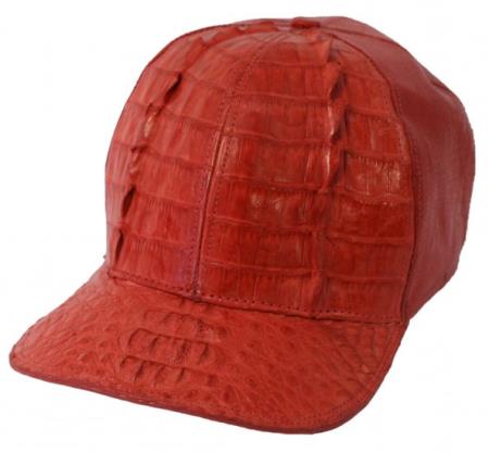 Mensusa Products Genuine Ostrich Alligator Exotic Skin Baseball Cap Rojo