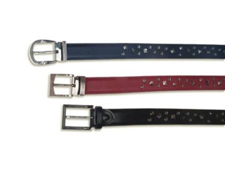Mensusa Products Mauri Studded Nappa Belt Black,Blue,Red