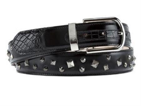 Mensusa Products Mauri Body Alligator & Dover Leather Belt Black