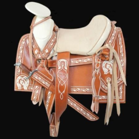 Mensusa Products Charro Style Fine Western Horse Saddle-Montura Charra Fina Buttercup