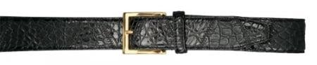 Mensusa Products Real Authentic Skin Black All-Over Genuine Crocodile Patchwork Belt