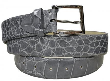 Mensusa Products Real Authentic Skin Grey All-Over Genuine Alligator Belt