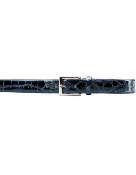 Mensusa Products Real Authentic Skin Navy Blue All-Over Genuine Alligator Belt