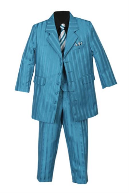 Mensusa Products Boys Pinstripe Suit Teal