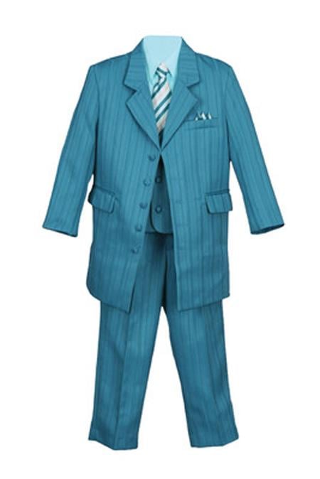 Mensusa Products Boys Pinstripe Suit Teal