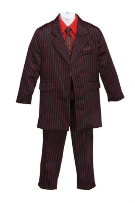 Mensusa Products Boys Pinstripe Suit Red
