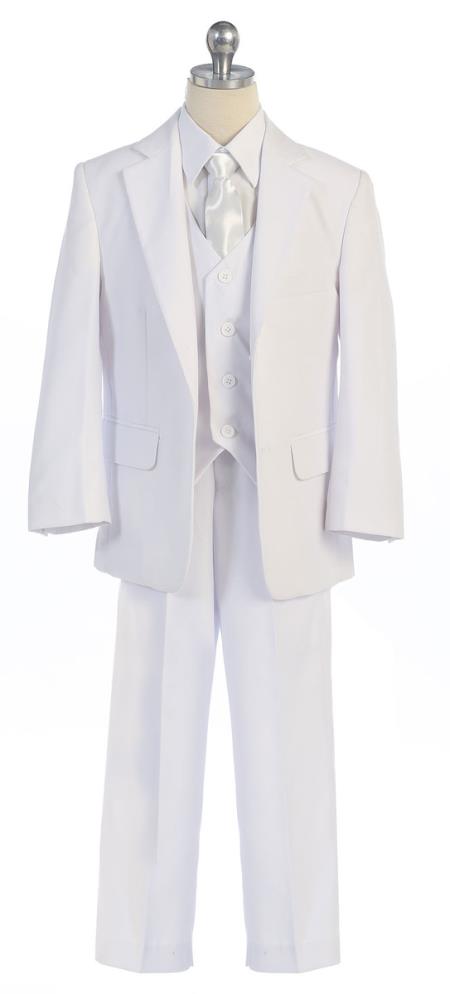Mensusa Products Boys Pinstripe Suit White