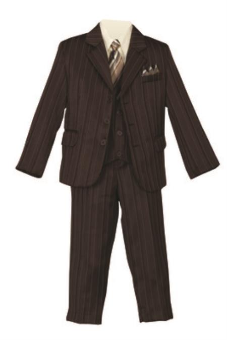 Mensusa Products Boys Pinstripe Suit Brown