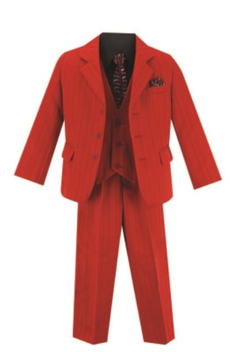 Mensusa Products Boys Pinstripe Suit Red