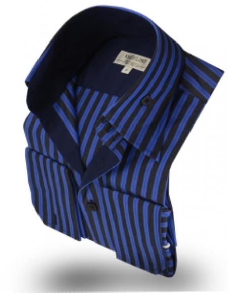 Mensusa Products Angelino High Collar Shirt Rumba Blue