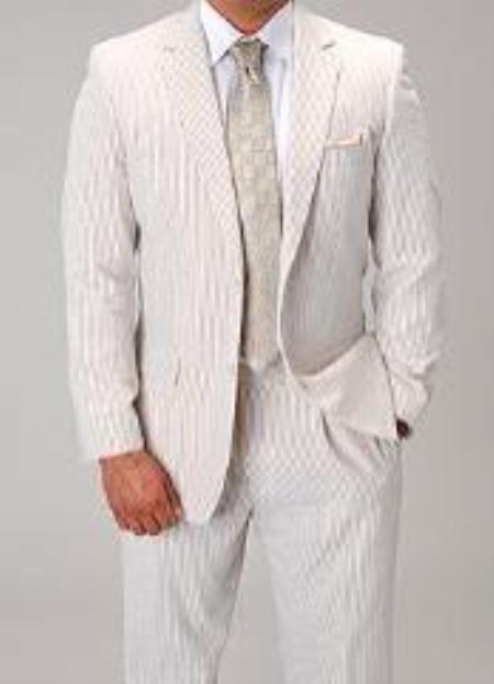 Mensusa Products Mens Two Button Vented Seersucker Suit (Jacket + Pants) Mens and Boys Size available