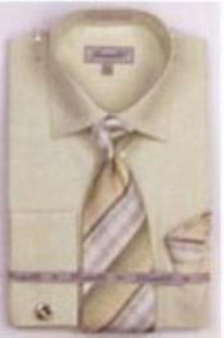 Mensusa Products Men's French Cuff Shirts with Cuff Links greenish color with some hint of Gray sage$65