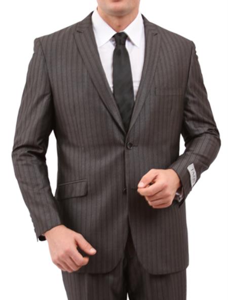 Mensusa Products Mens 2 Button Slim Fit Suit Grey