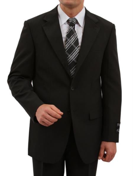 Mensusa Products Mens 2 Button Front Closure Tailored Fit Suit Black