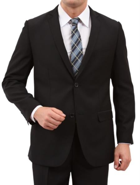 Mensusa Products Mens 2 Button Front Closure Slim Fit Suit Black