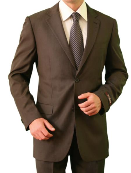 Mensusa Products Mens 2 Button Front Closure Slim Notch Lapel Brown Suit